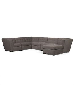 Roxanne Fabric Modular Sectional Sofa, 6 Piece (2 Square Corner Units, 3 Armless Chairs and Chaise)   Furniture