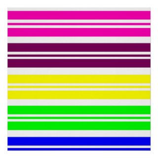 Colorful Neon Rainbow Stripes Vibrant Bold Pattern Poster