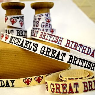personalised great british birthday ribbon by sew very english