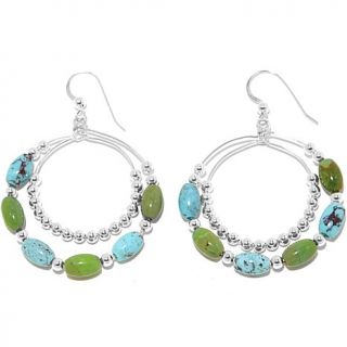 Jay King Blue and Green Turquoise Circle Drop Sterling Silver Earrings