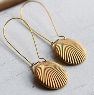 golden scallop shell earrings by silk purse, sow's ear