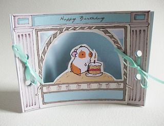 mini theatre hamster birthday card by kat whelan illustrations