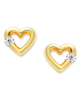 Giani Bernini 24k Gold over Sterling Silver Earrings, Cubic Zirconia Heart Stud Earrings (1/4 ct. t.w.)   Earrings   Jewelry & Watches