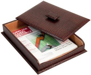 Bey Berk Letter Tray With Cover Brown "croco" Leather  