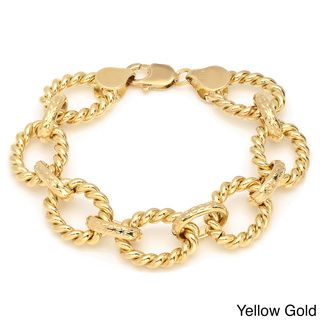 Sterling Essentials Gold over Bronze 7.5 inch Cable Oval Link Bracelet Sterling Essentials Gold Overlay Bracelets