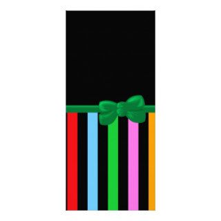 Ribbon and Bow, Stripes Lines Red Blue Green Pink Personalized Rack Card