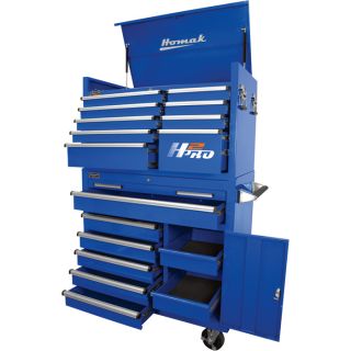 Homak H2PRO Series 41in. 6-Drawer Roller Tool Cabinet with 2 Compartment Drawers — Blue, 41 15/16in.W x 22 7/8in.D x 42 1/4in.H, Model# BL04041062  Tool Chests