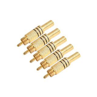 Blk Gold Tone Audio Video RCA Male Connector Adapter x 5 Electronics