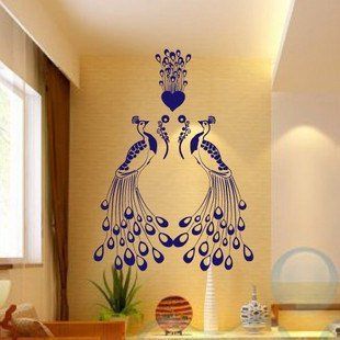 Charm Elegant Peacock Two Peacocks Decal Wall Stickers Vinyl Wall Decor Living Room Bed Room Decals 413 