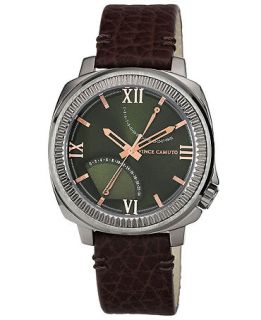 Vince Camuto Mens Dark Brown Leather Strap Watch 44mm VC 1003GRDS   Watches   Jewelry & Watches
