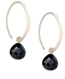 14k Gold Earrings, Faceted Onyx Sweep Drop Earrings (6 3/4 ct. t.w.)   Earrings   Jewelry & Watches