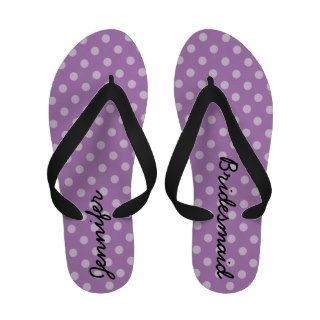 Purple Bridesmaid Polka Dot Custom Name Flip Flops