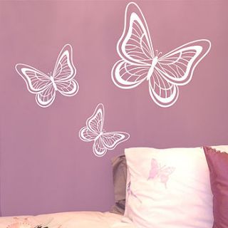 set of three butterflies wall sticker by nutmeg
