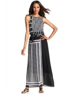 MICHAEL Michael Kors Dress, Sleeveless Printed Pleated Maxi   Dresses   Women