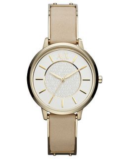 AX Armani Exchange Watch, Womens Gold Tone Stainless Steel and Nude Leather Strap 38mm AX5301   Watches   Jewelry & Watches