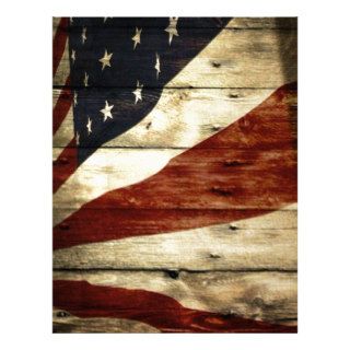 Grunge woodgrain USA American Flag Patriotic Custom Letterhead
