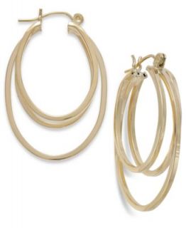 Diamond Earrings, 14k Gold Diamond Double Row Hoop Earrings (1/4 ct. t.w.)   Earrings   Jewelry & Watches