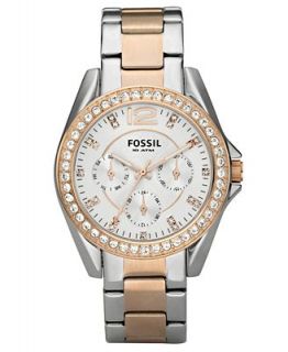 Fossil Womens Chronograph Riley Two Tone Stainless Steel Bracelet Watch 38mm ES2787   Watches   Jewelry & Watches