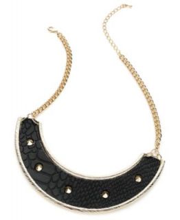 Alfani Gold Tone Crystal Stone Black Geometric Bib Necklace   Fashion Jewelry   Jewelry & Watches