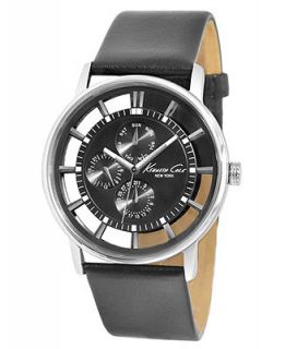 Kenneth Cole New York Watch, Mens Black Leather Strap 44mm KC1853   Watches   Jewelry & Watches