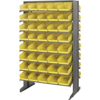 Quantum Storage Double Sided Rack With 80 Bins — 24in. x 36in. x 60in. Size, Yellow, Model# QPRD-102 YW  Double Sided Bin Units