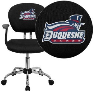 Flash Furniture Duquesne University Dukes Embroidered Black Mesh Task Chair with Arms and Chrome Base  