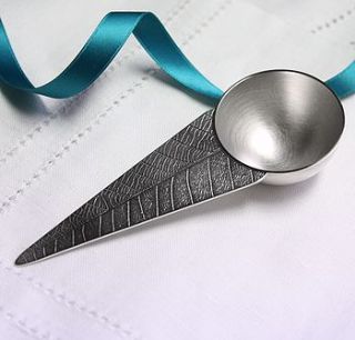 personalised silver coffee scoop by louise mary designs