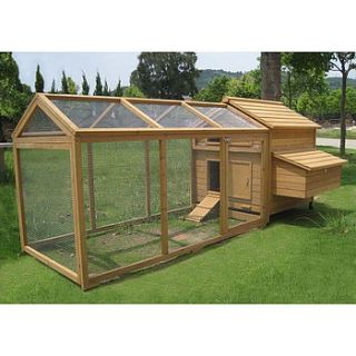 backyard poultry house and run by home farm fowls