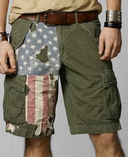 Denim & Supply Ralph Lauren Distressed Flag Cargo Shorts   Shorts   Men
