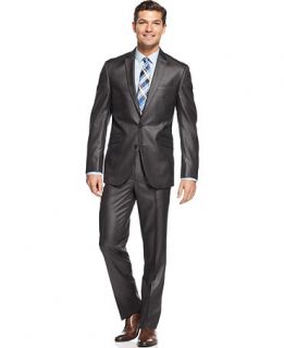 Kenneth Cole Reaction Suit Charcoal Basketweave Slim Fit   Suits & Suit Separates   Men