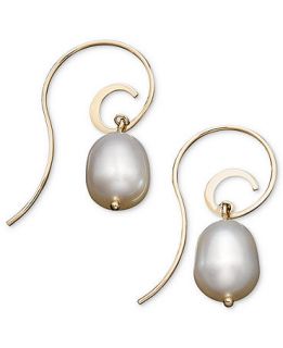 Pearl Earrings, 14k Gold Cultured Freshwater Pearl Swirl Earrings (8 1/2mm)   Earrings   Jewelry & Watches