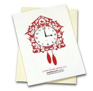 30 personalised cuckoo clock cards by watermark