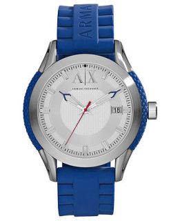 AX Armani Exchange Watch, Mens Blue Silicone Strap 46mm AX1228   Watches   Jewelry & Watches