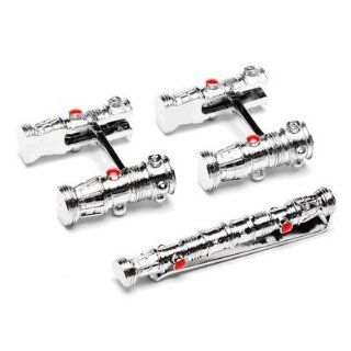 Officially Licensed By Lucasfilm Star Wars 3 D Darth Maul Light Saber Flip Bar Cufflinks and Tie Bar Gift Set Jewelry