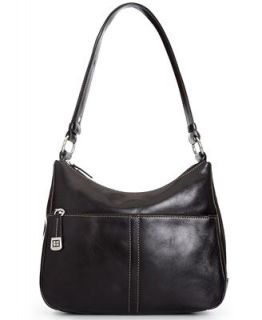 Giani Bernini Handbag, Glazed Leather Double Entry Round Hobo   Handbags & Accessories