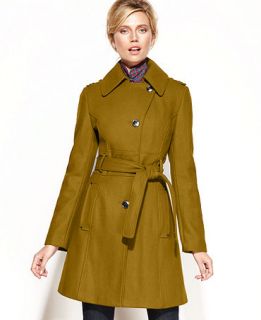 Kenneth Cole Wool Blend Belted Asymmetrical Trench Coat   Coats   Women