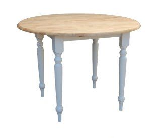 TMS 40 Inch Drop Leaf Table, White/Natural   Dining Tables