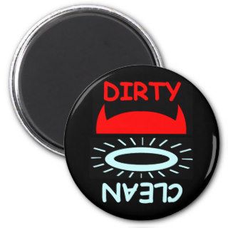 Funny Devil Angel Dirty Clean Round Dishwasher Refrigerator Magnets