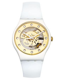 Swatch Watch, Unisex Swiss Sunray Glam White Silicone Strap 41mm SUOZ148   Watches   Jewelry & Watches