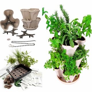 Culinary Herb Garden Starter Kit/ Mini Garden Stacker Self Watering Planter Living Whole Foods Seeds & Starters