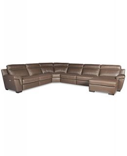 Julius 6 Piece Leather Power Motion Chaise Sectional Sofa (Power Chair, 2 Armless Chairs, Corner, Armless Power Chair, and Chaise Lounge)   Furniture