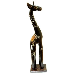 Handcrafted Eggshell Gold 24 inch Giraffe Figurine (Indonesia) Statues & Sculptures