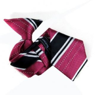 B U CLPS 161   Fuchsia   Black   White   Boys 11 inch Clip On Tie Neckties Clothing