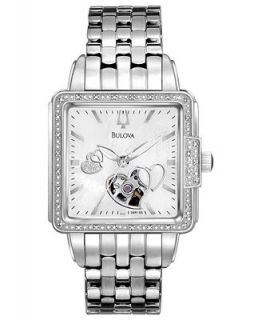 Bulova Womens Automatic Mechanical Diamond Accent Stainless Steel Bracelet Watch 28mm 96R155   Watches   Jewelry & Watches