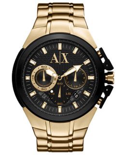 AX Armani Exchange Watch, Mens Gold Ion Plated Stainless Steel Bracelet 50mm AX1193   Watches   Jewelry & Watches