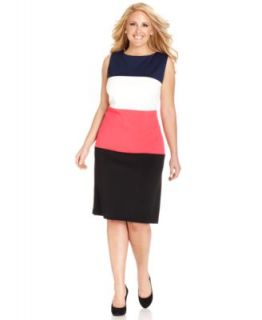 Calvin Klein Plus Size Sleeveless Printed Pleated Dress   Dresses   Plus Sizes