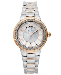 Bulova Womens Diamond Accent Two Tone Stainless Steel Bracelet Watch 34mm 98R162   Watches   Jewelry & Watches