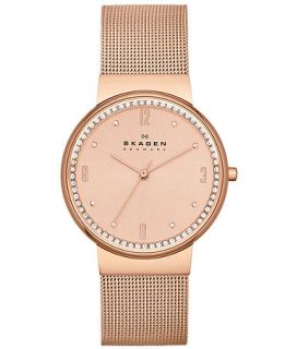 Skagen Denmark Womens Rose Gold Tone Stainless Steel Mesh Bracelet Watch 34mm SKW2130   Watches   Jewelry & Watches