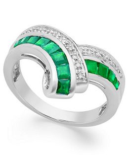 Sterling Silver Ring, Emerald (1 ct. t.w.) and Diamond Accent Ring   Rings   Jewelry & Watches