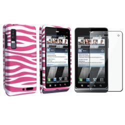 Pink Zebra Case/ Screen Protector for Motorola Droid 3 XT862 Eforcity Cases & Holders